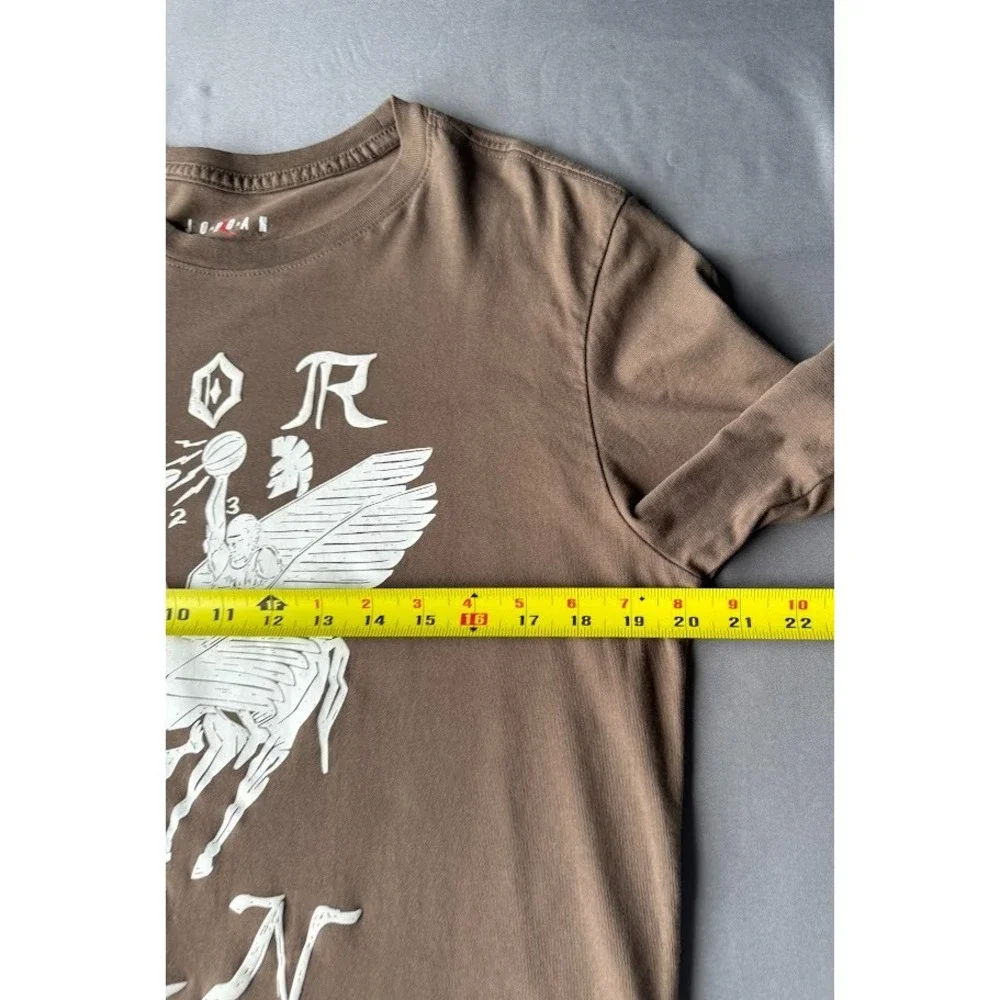 Jordan Flight T Shirt Men M Brown Long Sleeve‎ Graphic Pegasus Basketball Print
